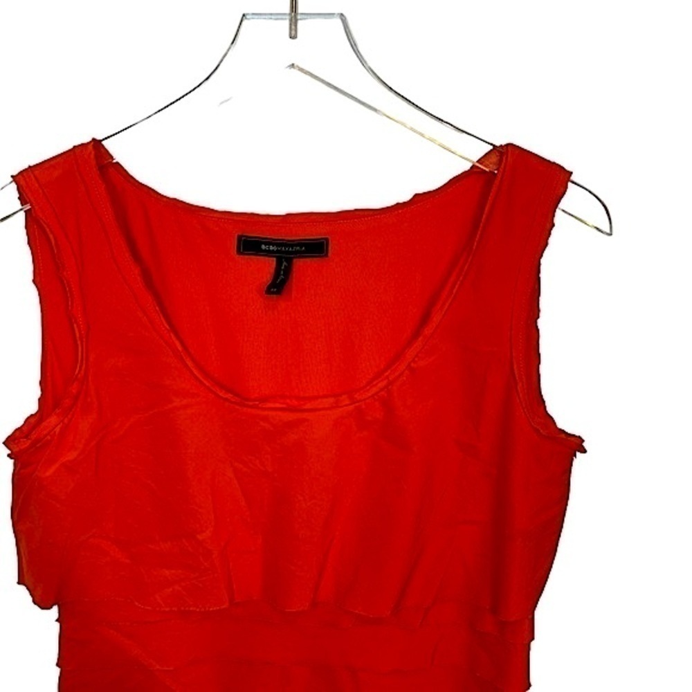 BCBGMaxAzria Sleeveless Scoop Neck Pleated Bodycon Persimmon Sawyer Dress Sz 4 - Picture 5 of 12